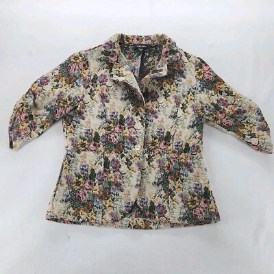 Chaqueta Blazer Vintage Karen Kane Tapiz Floral Mediana Cottagecore Granja Abuela Foto 1 de 4