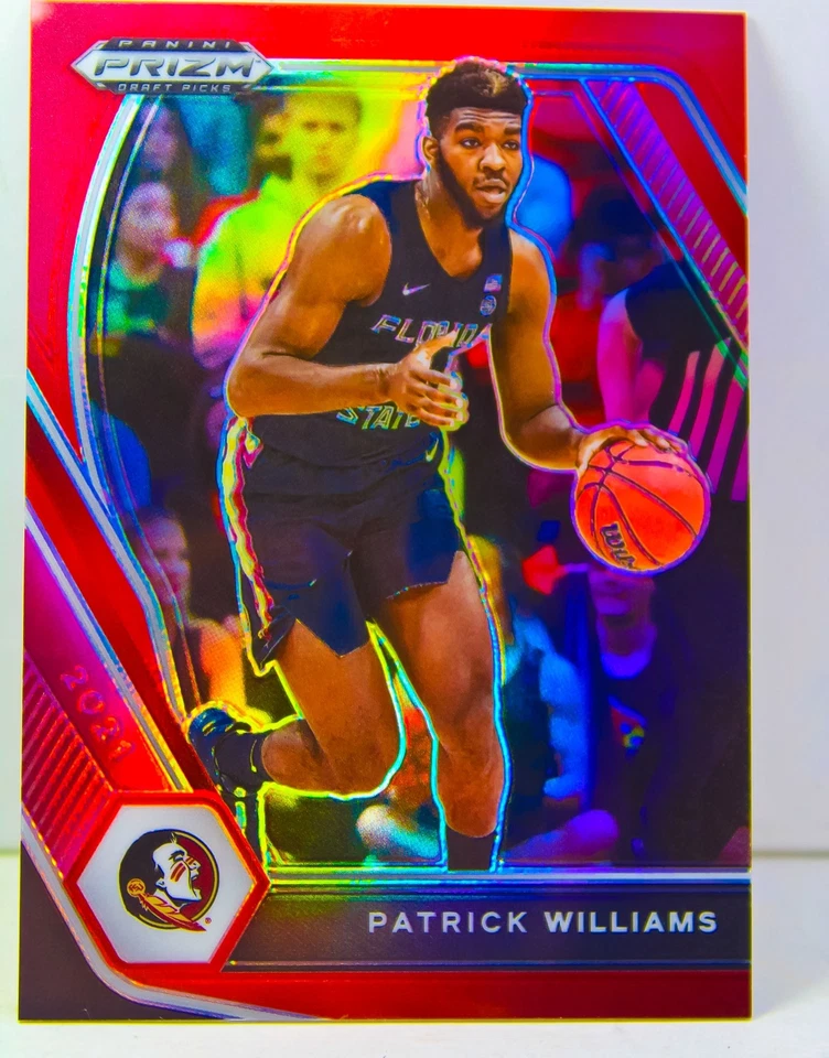Patrick Williams 2021 Prizm Draft Picks  /299 Red Prizm 2nd Year Holo Card #47 - Image 1 of 4