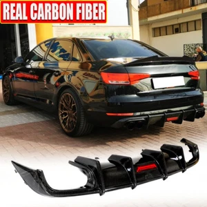 Fits Audi A4 B9 Sedan 2017-2019 Carbon Fiber Rear Bumper Diffuser Lip Body Kits - Picture 1 of 13