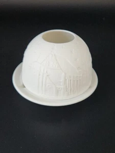SACHSEN FREIBURG LITHOPANE DOME VOTIVE TEA LIGHT HOLDER CHURCHES CATHEDRAL RARE - Picture 1 of 5