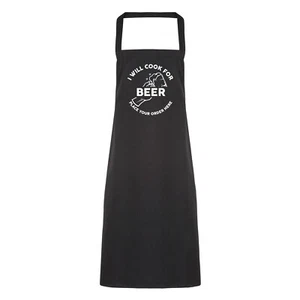 I Will Cook For Beer Funny Printed Apron Baking Cooking Chef Business Gift - Picture 1 of 12