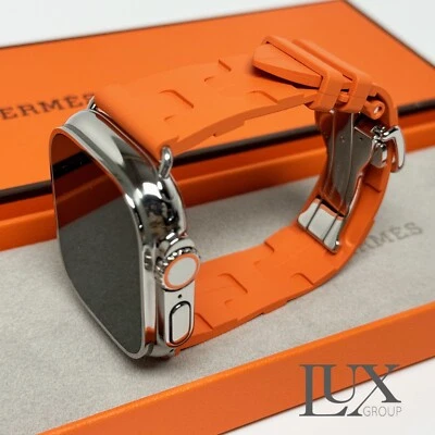 Apple Watch Ultra 3 Titanium 49mm Polished w/ Hermes band Orange - Image 1 of 4