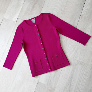 Ann Taylor Knit Cardigan Sweater Jacket, Deep Magenta, XXSP, 00P, $98
