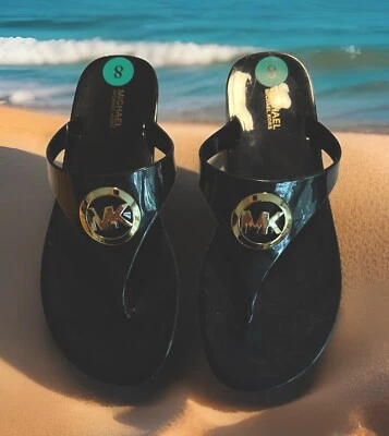 NUEVAS Sandalias Michael Kors Mujer Lillie Jelly Negras Chanclas Tanga, Talla 8;9;10 Foto 1 de 4