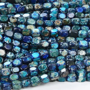 Tubo rectangular de piedras preciosas de jaspe imperial sedimento del mar azul cuentas de 5-7 mm (D517) - Imagen 1 de 3