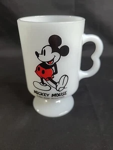 Mickey Mouse Disney Footed Pedestal Milk Glass Coffee Tea Mug Cup 12 oz - Picture 1 of 4