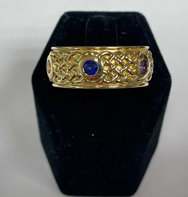 The Infinity Stones Ring in 10k yellow gold with 6 gemstones, made in USA - Image 1 of 4