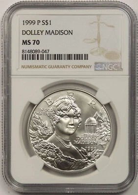 1999-P Dolley Madison $1 NGC MS 70 Modern Commemorative Silver Dollar - Image 1 of 4