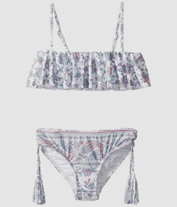 $189 Seafolly Kid's Girl's White Floral Pop Palace Ruffle Bikini Set AUS Size 6 - Picture 1 of 1