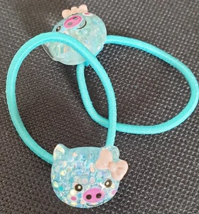 NEW Card of 2 Blue Glitter Bear Girls Hair Bobbles Elastics Easter Spring UK - Picture 1 of 2