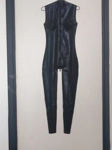 Latex Rubber Gummi Cosplay Catsuit Black sleeveless uniform Suit Fixed Men XS - Bild 1 von 2