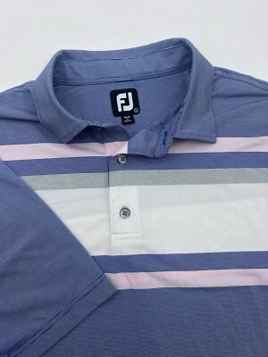 Camisa Polo Footjoy Para Hombre Talla L Azul/Rosa Rayas Golf Rendimiento Elastizada FJ Foto 1 de 4