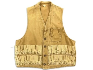 Vintage 40s 50s BULLSEYE BILL Duck Canvas HUNTING VEST Shell Holders Size M! - Picture 1 of 9