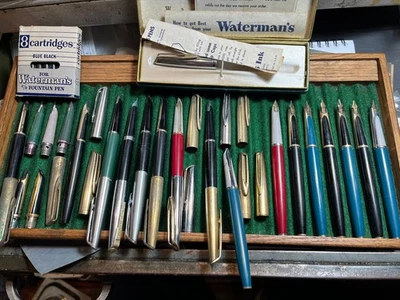 Lote masivo de plumas estilográficas Waterman c/f de los años 50 para piezas y restauración Foto 1 de 4