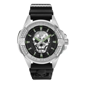 Philipp Plein The $kull Men’s Watch Silver Black Silicone Strap PWAAA0121 - Picture 1 of 4