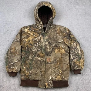 Carhartt Jacket Youth Large 14-16 Realtree Insulated Camo Hooded Quilt Lined - Picture 1 of 13