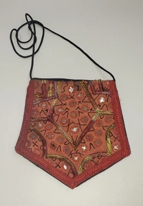 De colección. Bandolera Hobo Mini Espejo Monedero Geométrico Naranja Rojo Dorado - Imagen 1 de 4