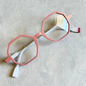 ANNE ET VALENTIN Emoji Eyeglasses Octagon 21A09 White /Salmon Pink Frame Unused - Picture 1 of 10
