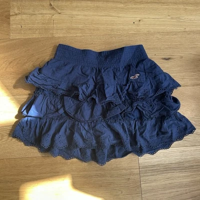 Hollister Navy Blue Y2K Frill Skirt Mini Vintage Logo Size Small - Image 1 of 4