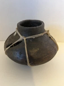 Vintage Tarahumara Samen Topf Handarbeit Ton Gefäß Kupfer Canyon Mexiko 5" - Bild 1 von 8