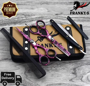 5.5" Pink Professional Salon Hair Cutting Scissors Thinner Barber Shears Razor - Picture 1 of 5