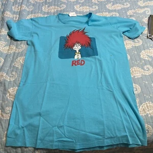 T-shirt Junior Turquoise RED TV Show Book Dr. Seuss Cat in the Hat 1995 RARE 1sz - Picture 1 of 15