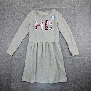 Carter's Girls Fleece Gray Flip Sequin Hi! Winter Dress Size 10/12 NWT - Picture 1 of 3