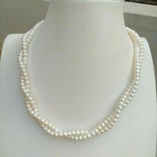 Intertwined AAA 4-5mm Akoya Natural White Pearl Necklace 18" 14k Gold P Gorgeous