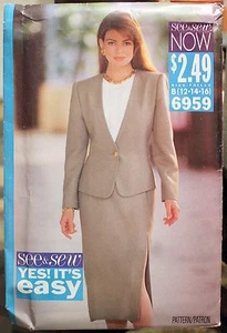 Vintage Misses Jacket and Skirt Butterick 6959 Sizes 12-14-16, Uncut - Picture 1 of 2