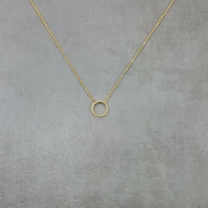 Thin Circle GOLD Plated Necklace Charm Pendant Necklace Gift Box Dainty Luck - Picture 1 of 6