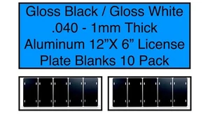 10 Blank Gloss Black 12x6 .040 Aluminum License Plate Tag For Custom Design Work - Picture 1 of 6