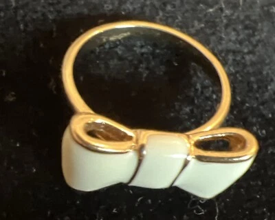 Kate Spade Crème Enamel Take A Bow Ring Size 6 - Image 1 of 4