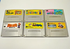 Lot 6 Super Famicom Games Mario Yoshi Set SNES SFC Tested JpGames - Picture 1 of 12