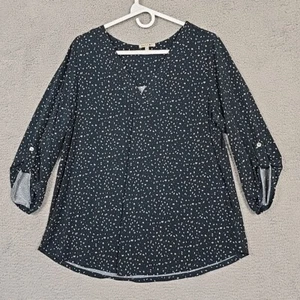 Beacon Womens Blouse Top Size L V-Neck 3/4 Slv EUC Polyester Spandex Multi Color - Picture 1 of 14