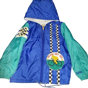 Climate Control Vtg 90x Zip Kids Unsex Blur Green Light Coat Jacket L/7 - Picture 1 of 16