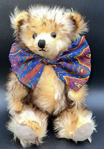 Vintage Dean's Plüsch 100 % Mohair goldbraun große Schleife 12 Zoll Teddybär mit Gelenken - Bild 1 von 14
