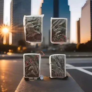 ACCENDINO AMERICANO A BENZINA TIPO ZIPPO AMERICAN EAGLE COLOR ACCIAIO - Foto 1 di 5