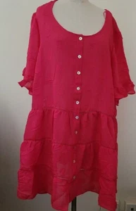 Autograph Frill Tunic Top Sz 24 Fuscia Short Sleeve RRP $99 NWT - Picture 1 of 6