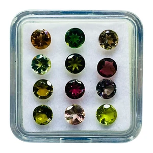 VVS 12 Pcs Natural Tourmaline 4.5mm Round Cut Multi Color Loose Gemstones Lot - Picture 1 of 8