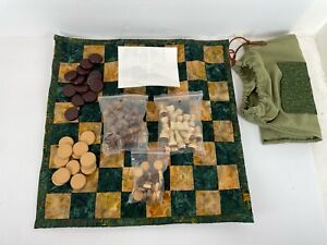 PORTABLE TRAVEL CHESS SET ROLL UP CHESS SET BOARD GAME FABRIC QUILTED BOARD