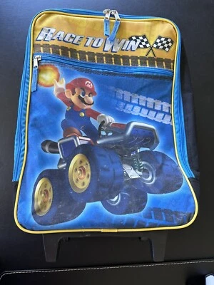 Super Mario Brothers Race to Win 16x12 Inch Adjustable Rolling Luggage Bag NICE - Image 1 of 4