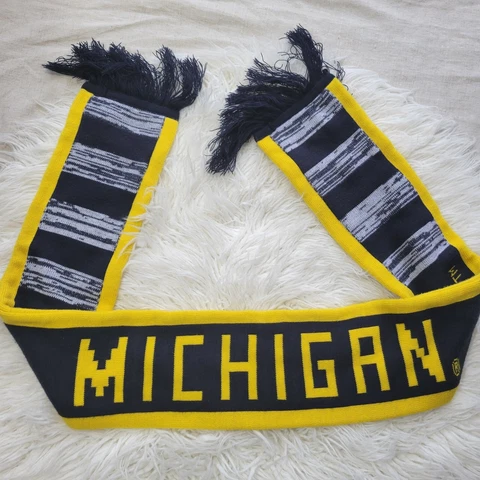 Michigan Wolverines 64x6 Thick Scarf Adult One Size Blue Yellow Knit Winter Cover