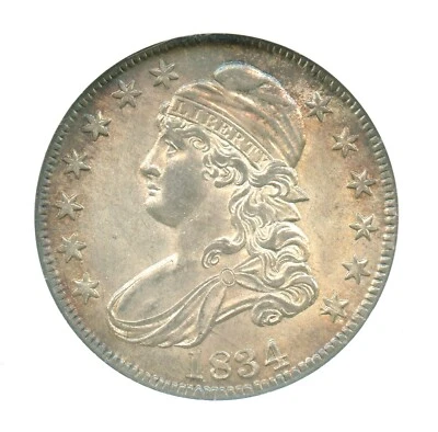 1834 Large Date, Small Letters Capped Bust Half Dollar, NGC MS61 - Image 1 of 3