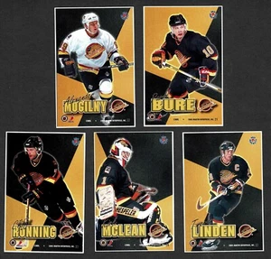 1995-96 Pro Imanes Vancouver Canucks Pruebas Set de Cinco, Mogilny, Bure, McLean - Imagen 1 de 2