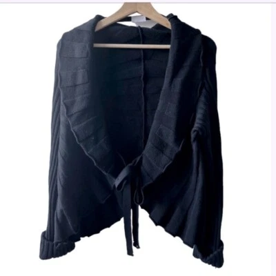 Valentino Black Wool Roma open front cardigan sweater Size 10 designer couture - Image 1 of 4