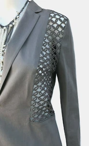 4 ELIE TAHARI "Becky" Blazer in Doe - Cutout-Detail UVP $ 428 Neu mit Etikett - Bild 1 von 11