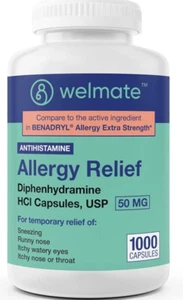 WELMATE Allergy Relief | Diphenhydramin 50 mg | 1000 Ct - Bild 1 von 6