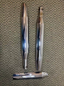 OEM Harley Davidson Chrome Mufflers 65413-00/65842-00A - Picture 1 of 7