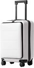 Coolife 20” Piece Carry on ABS+PC Spinner Trolley with Pockets WHITE TSA Lock BZ