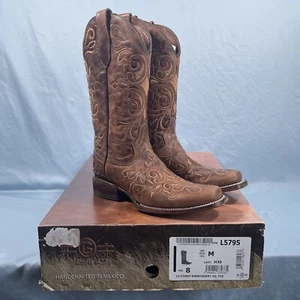 Circle G Western Boots Womens 8M Embroidery Leather Pull On Honey -5795 - Picture 1 of 11